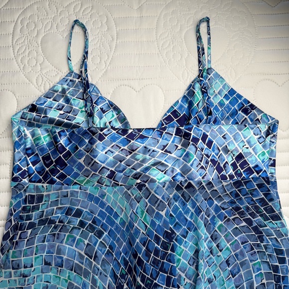 Vintage 1990s Victorias Secret Pink Heart Mosaic Reptile Blue Slip Nightie Large - Picture 8 of 11